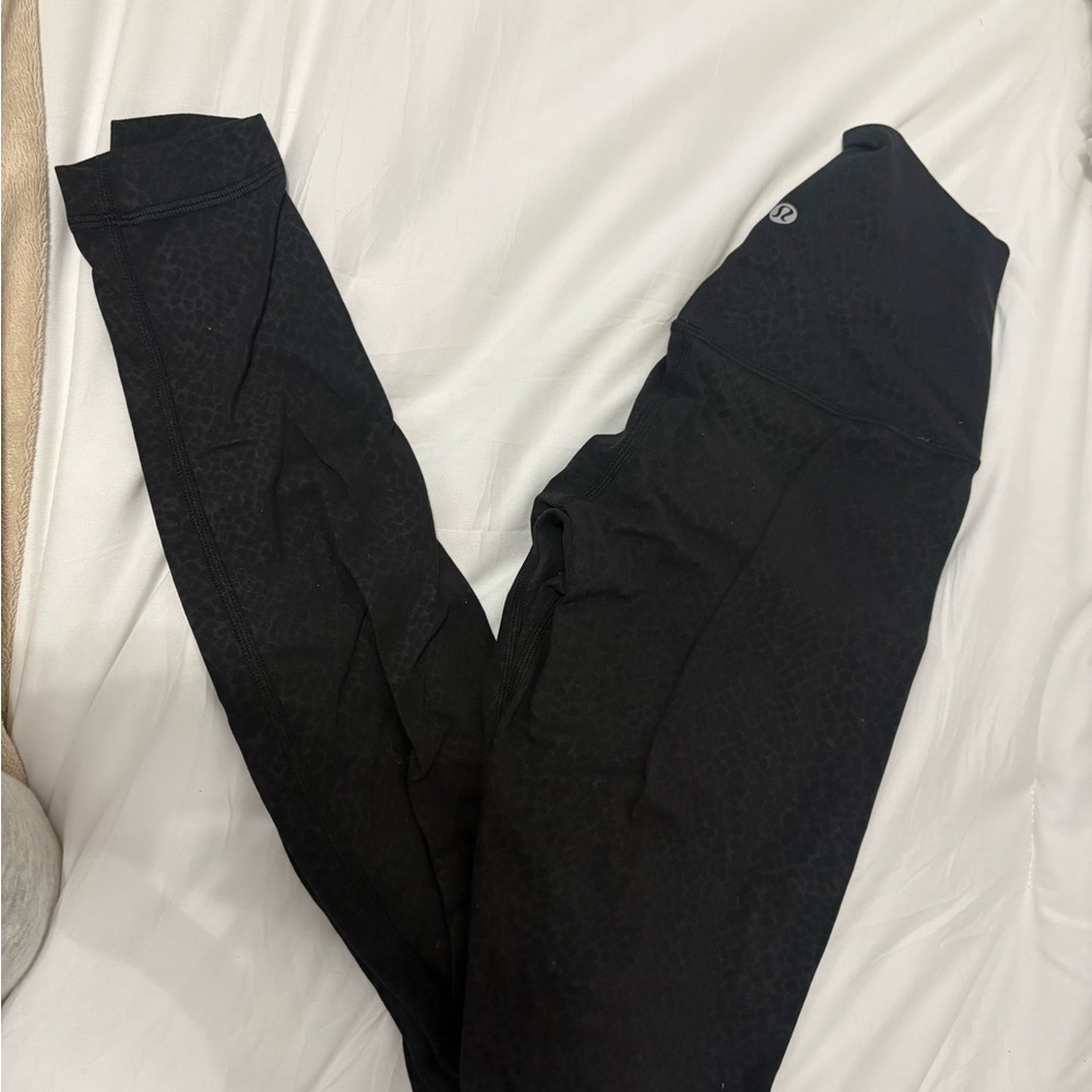Black Leggings with Subtle Pattern - image 1